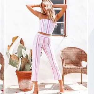 NWOT VICI Collection Cotton Linen Striped Set